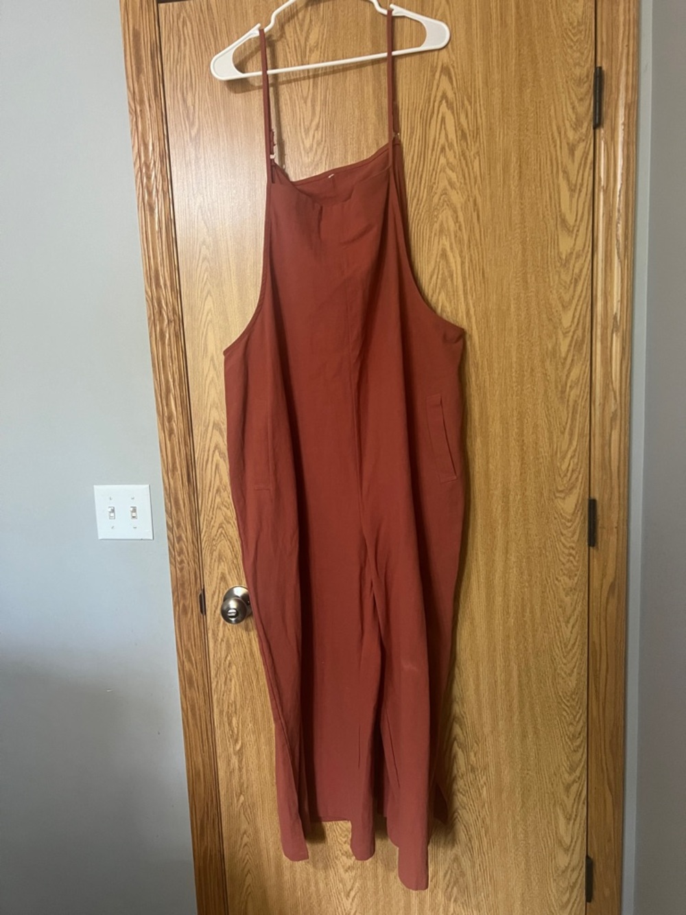 Rust jumpsuit wide leg